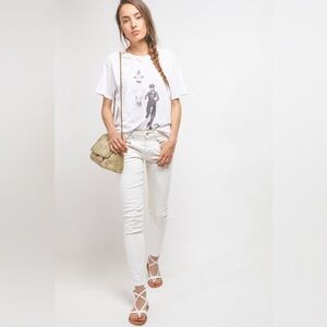 R13 Boy Skinny Designer White Low Mid Rise Slim Stretch Ankle Jeans Women's 25